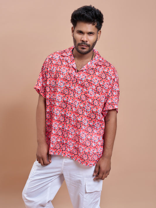 RED AJRAKH Oversized Men's Shirt